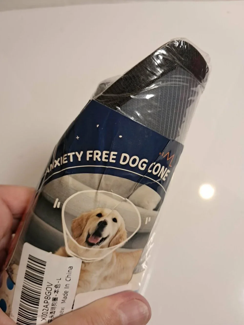 Supet Large Clear Dog Recovery Cone Collar Black Trim